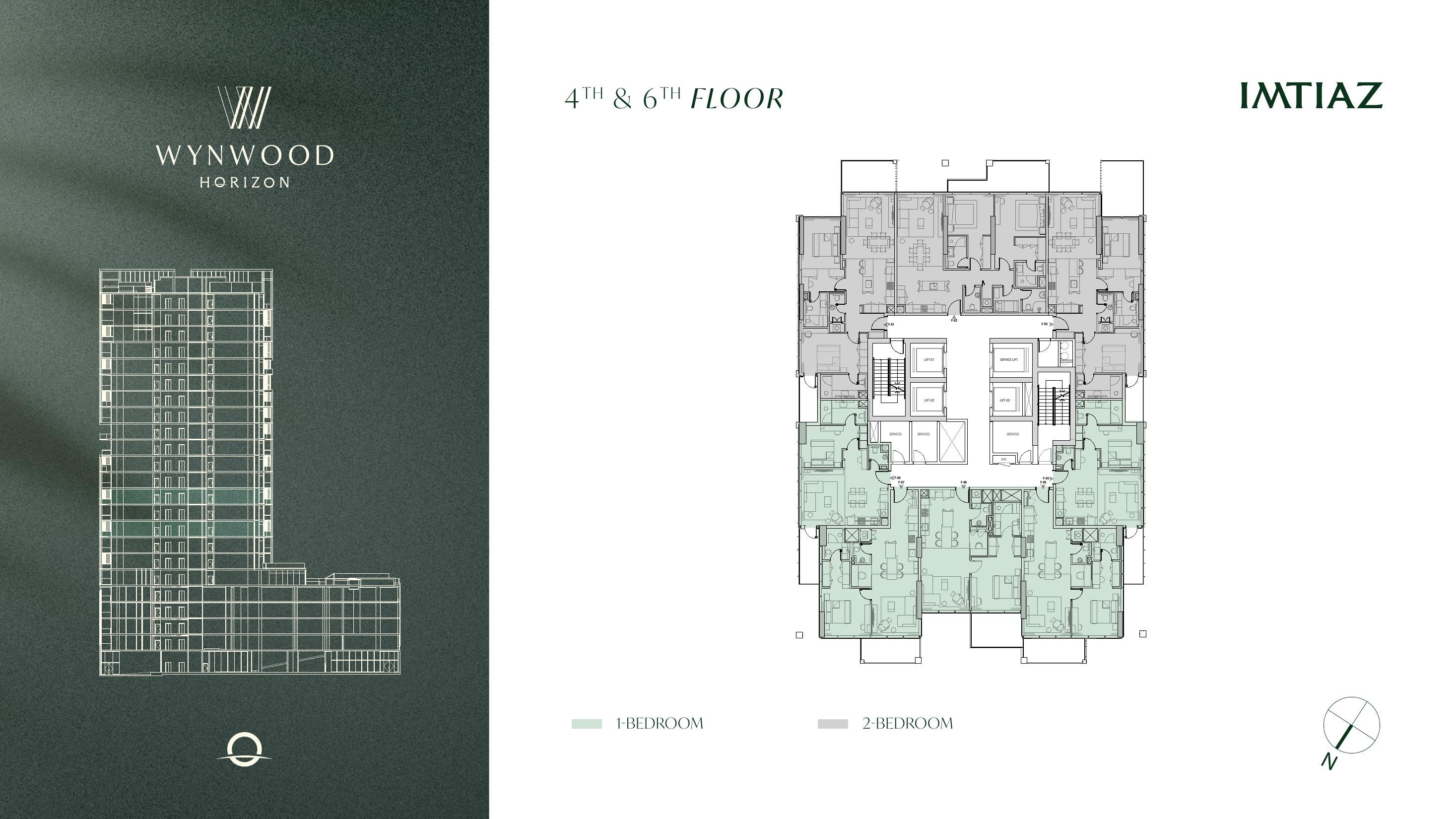 4th & 6th floors building floor plate at Wynwood Horizon