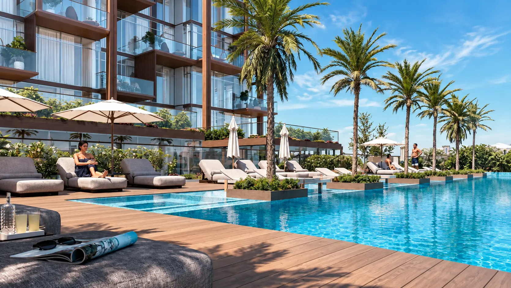 Pool and landscaped podium at Wynwood Horizon