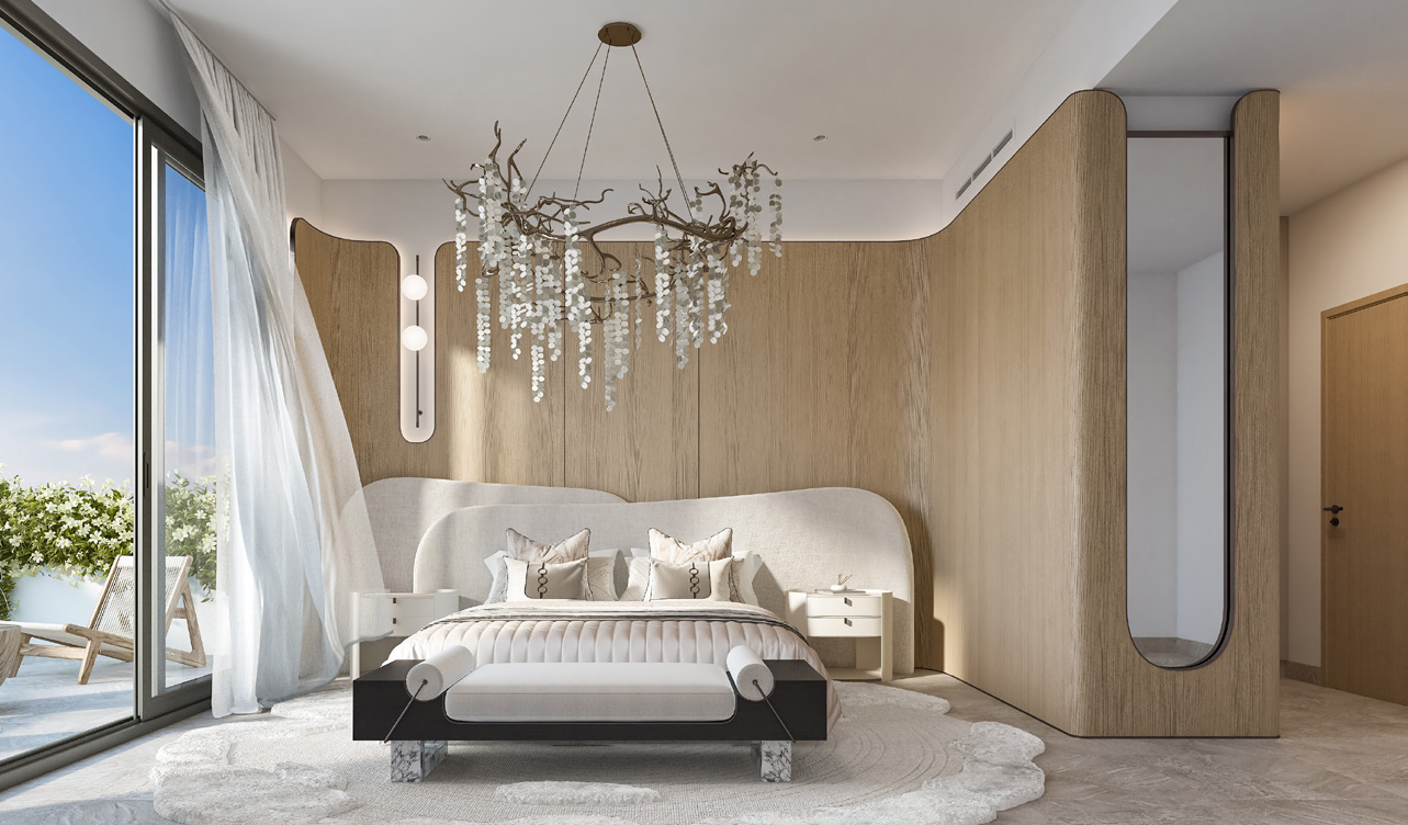 Bedroom inside a Weybridge Gardens 4 residence, Dubailand