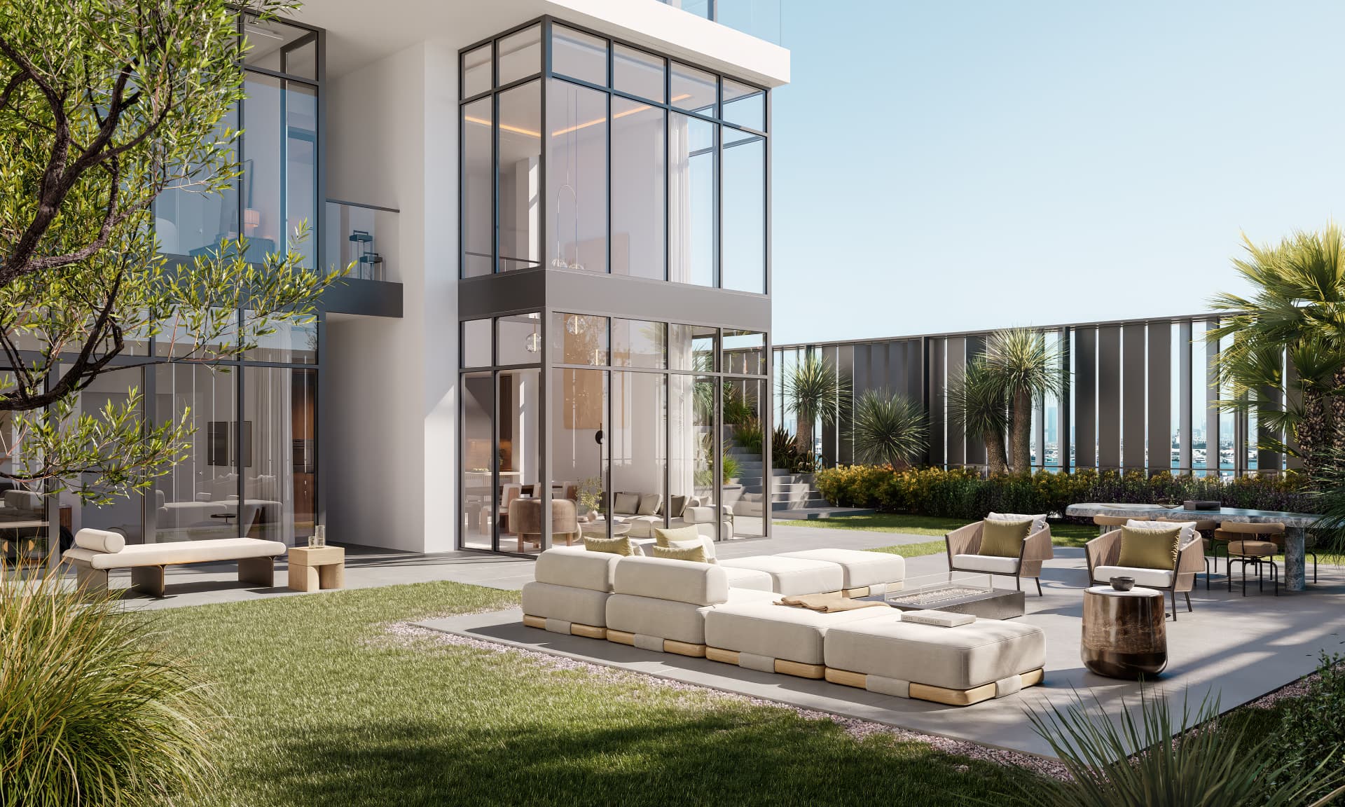 ARIA duplex with double-height glazing and private landscaped terrace