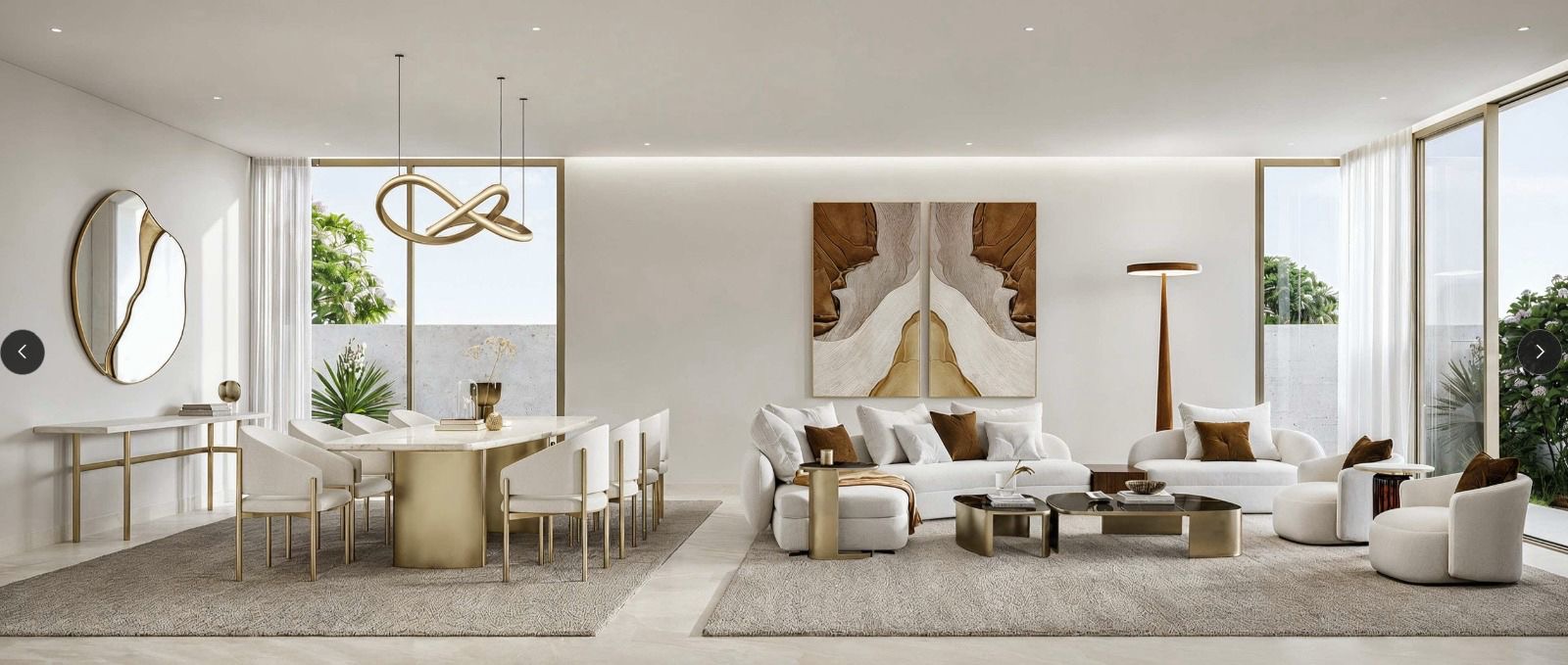 Living and dining space inside a Talay villa